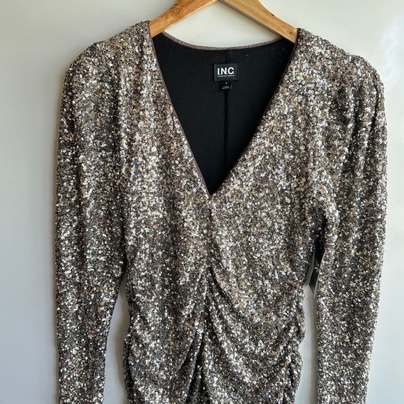 International Concepts‎ Gold Sequin Gown Formal  Evening Party Sparkle Small NWT - Picture 12 of 16
